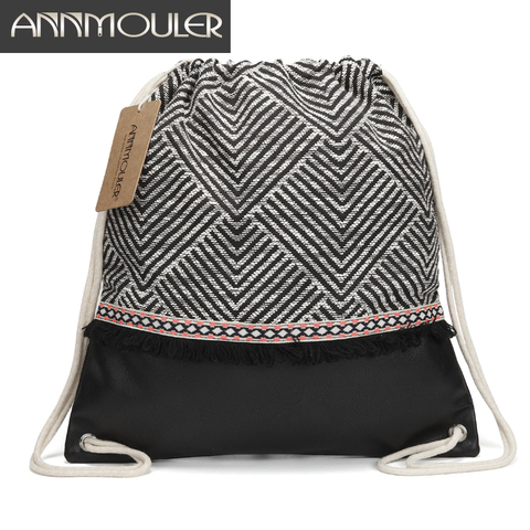 Annmouler mujeres tela mochila Bohemia gitana cordón borla Boho alta calidad Vintage Patchwork bolsa tribales ► Foto 1/6