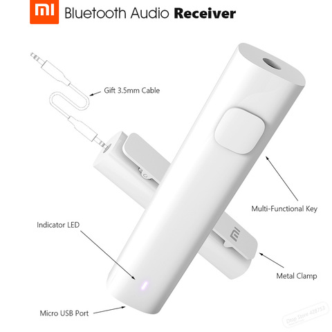 Xiaomi-receptor de Audio Bluetooth 4,2, adaptador de medios portátil con cable a inalámbrico, para auriculares de 3,5mm, altavoces y AUX para coche ► Foto 1/6