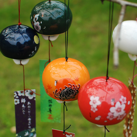 Campanas de viento japonesas de cerámica, campanas de la suerte, decoraciones colgantes, regalos de cumpleaños, campanas de viento ► Foto 1/6