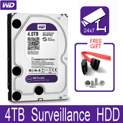 WD-disco duro interno de vigilancia, dispositivo de almacenamiento de 4TB, 3,5 pulgadas, 64M, caché SATA III, 6 Gb/s, 4T, 4000GB, HDD, HD, para CCTV, DVR, NVR ► Foto 1/5