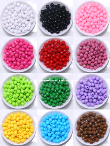 Envío Gratis, bolas redondas y espaciadoras lisas de plástico acrílico mixto opacas, tamaños a elegir de 6, 8 y 10 MM para fabricación de joyas AC7 ► Foto 1/1