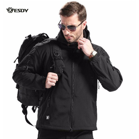 Chaqueta táctica de piel de tiburón para hombre, chaqueta impermeable Softshell de lana gruesa y cálida de camuflaje con capucha, ropa de abrigo, Tops ► Foto 1/1