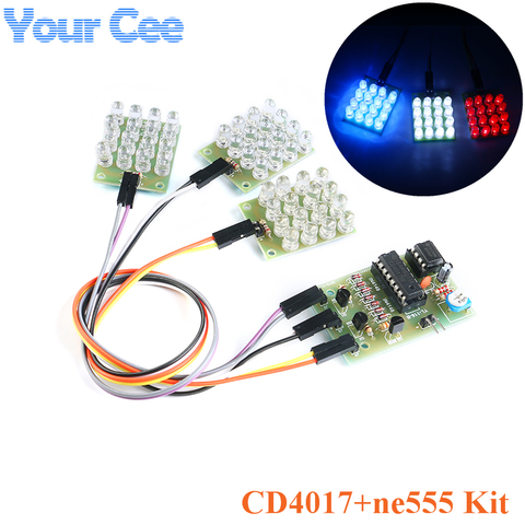 Kit de luces estroboscópicas CD4017 + NE555, conjunto de luces LED parpadeantes de explosión, Kit electrónico de aprendizaje, diseño de producción ► Foto 1/4