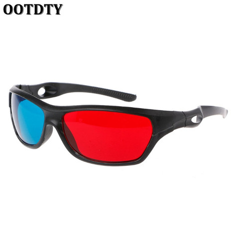 OOTDTY-gafas 3D universales Anaglyph, marco blanco, rojo y azul, para películas, DVD, juegos, vídeo y TV ► Foto 1/6