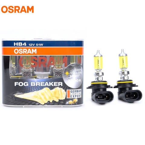 OSRAM-Interruptor de niebla HB4 9006, 12V, 51W, 2600K, 9006FBR, P22d, serie 200%, luz amarilla de xenón, 60% más brillantes, par de lámparas halógenas automáticas ► Foto 1/6