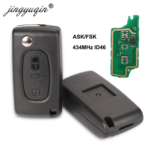 Jingyuqin 434Mhz ASK/FSK 2 botones Flip clave para Peugeot 107, 207, 307, 307S 308 de 407 de 607 funda de mando a distancia PCF7961 PCF7941 Chip ► Foto 1/5