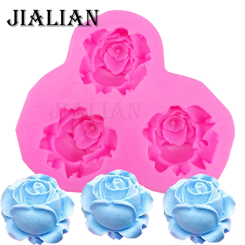 Molde de jabón de rosas 3D, herramientas de decoración de pasteles de boda, molde de silicona fondant, T0405 ► Foto 1/5