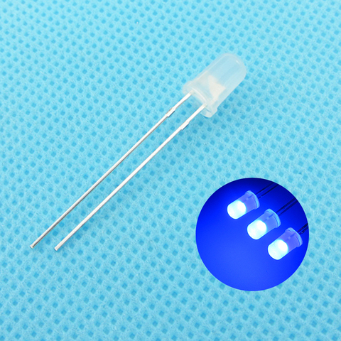 5mm LED azul luz redonda de diodo difundido niebla Ultra brillante grano de la lámpara de Plug-in DIY Kit de práctica DIP 100 unids/lote ► Foto 1/6