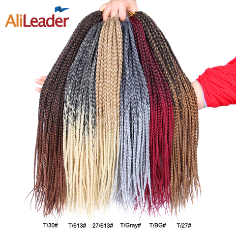 AliLeader-extensiones de cabello sintético, 12, 16, 20, 24, 30 pulgadas, 22 trenzas por paquete, trenzas a ganchillo, degradado, caja de ganchillo ► Foto 1/6