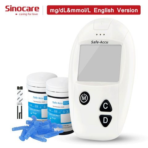 (Mg/dL del mmol/L) sinocare seguro-Accu medidor de glucosa en sangre y 50 tiras de prueba de lancetas Glm exacto glucómetro Diabetes Tester medidor de azúcar ► Foto 1/6