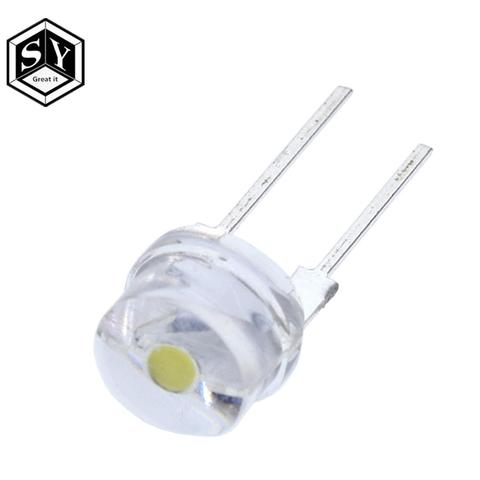 10 piezas nuevo F8 8mm 0,5 W 3,0-3,2 V sombrero de paja LED blanco Super brillante Lámpara LED lámpara LED transparente de gran angular ► Foto 1/5