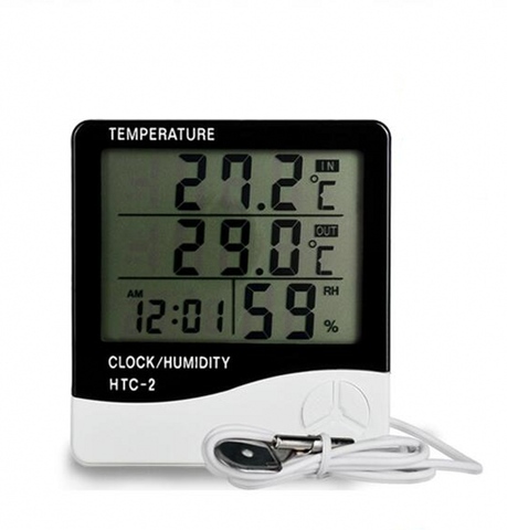 Termómetro Digital LCD HTC-2 para interiores y exteriores, higrómetro, medidor electrónico de temperatura y humedad, alarma de estación meteorológica, reloj ► Foto 1/6