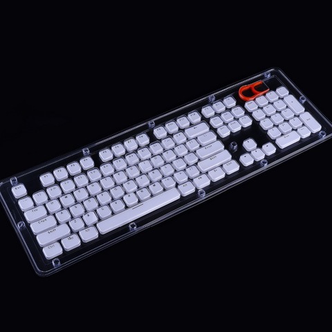 Tapas de bajo perfil para teclado mecánico MX Borde de cristal blanco tapa de llave con tirador de plástico duro 104 teclas tamaño completo EE. UU. ► Foto 1/6