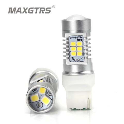 MAXGTRS-bombillas LED T20 W21W 7440, blancas, ámbar, amarillas, de alta potencia, para marcha atrás, luz intermitente delantera de coche, 2 uds. ► Foto 1/6