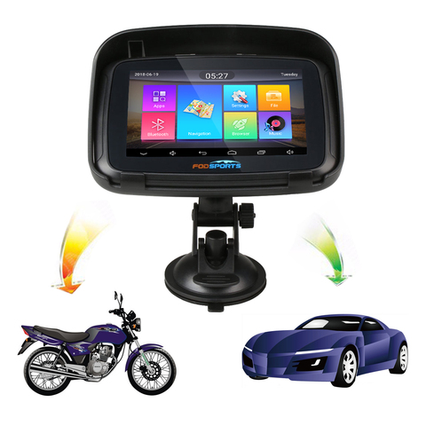 Fodsports 5 pulgadas de navegación GPS a prueba de agua Android WIFI Bluetooth GPS Navigator coche Moto GPS IPX7 1G RAM 16G ROM ► Foto 1/1