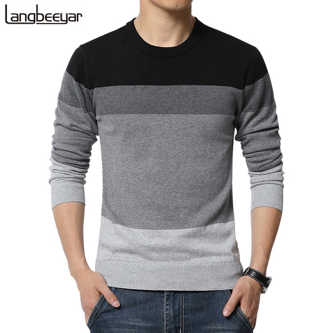 2017 Otoño Nueva Marca de Moda Informal Suéter Del O-cuello Del Mens Suéteres Y Jerseys de Rayas Slim Fit Knitting Hombres Pullover hombres M-5XL ► Foto 1/6