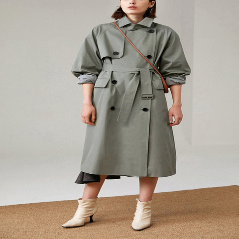 Marca del Reino Unido 2022 nueva moda Otoño/otoño Casual doble botonadura Simple clásico Trench largo con cinturón mujer Chic chaqueta ► Foto 1/6