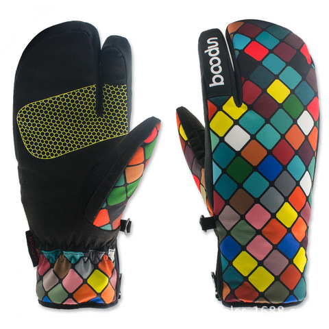 BOODUN-guantes cálidos de algodón gruesos impermeables para mujer, guantes cálidos de invierno para acampar, senderismo, Tres dedos ► Foto 1/6