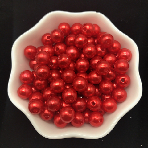Perlas de imitación acrílicas Rojas, abalorios redondos de separador con perla, para fabricación de joyas, 4mm, 6mm, 8mm, 10mm ► Foto 1/2