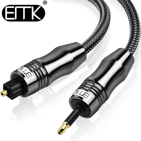 EMK sonido Digital Toslink Mini Toslink Cable 3,5mm óptica SPDIF Cable 3,5 a Cable de sonido óptico adaptador para Macbook 1m 10m ► Foto 1/6