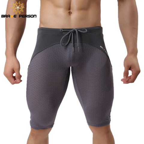 BRAVE PERSON pantalones cortos de estilo de verano de malla transpirable para hombre Pantalones cortos de playa ajustados para hombre multifunción de longitud de la rodilla pantalones cortos de playa ► Foto 1/6