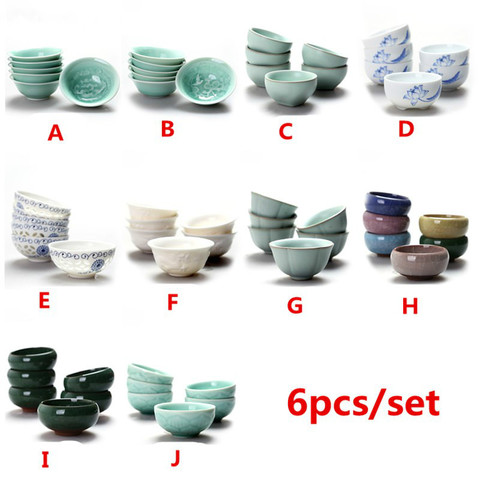 6 unids/set chino de cerámica taza de té de hielo se rompió taza esmaltada Kung Fu teaset porcelana tazón de té taza de té accesorios Vasos ► Foto 1/6