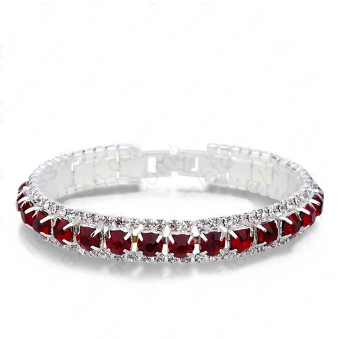 Pulsera de circonia cúbica roja transparente para mujer, joyería clásica de Plata de Ley 925, regalo de vacaciones, venta al por mayor ► Foto 1/5