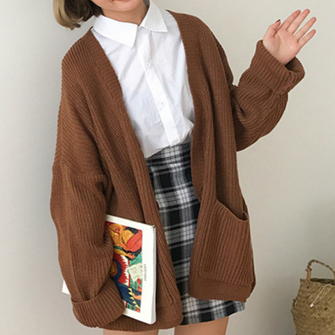 Simple Casual suéter de gran tamaño las mujeres V Jersey cuello delgado de punto Mujer otoño e invierno coreano cálido Rebeca Feminino ► Foto 1/6