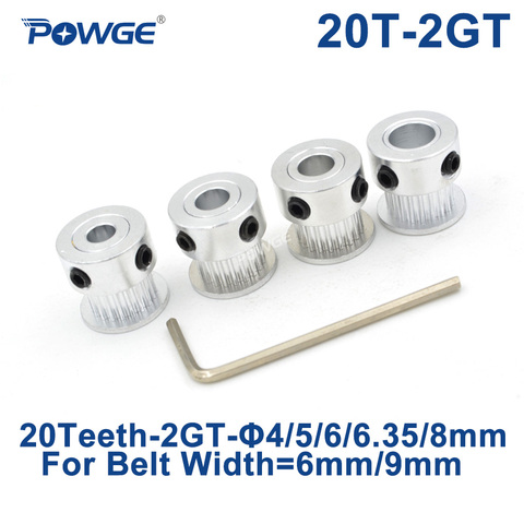 Polea dentada POWGE GT 20 2GT 2M diámetro de sincronización 4/5/6/6,35/8mm para 2MGT GT2 ancho de correa sincrónico 6/10mm backlash pequeño 20 dientes 20 T ► Foto 1/6