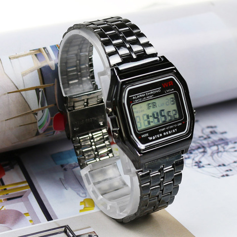 Relojes de plata y oro rosa para hombre, electrónico, con pantalla, digital, estilo Retro, masculino ► Foto 1/6