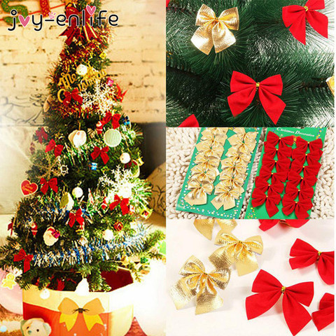 12 unids/lote bonita pajarita árbol de Navidad adornos árbol de Navidad colgante decoración adornos 2022 Año Nuevo decoraciones suministros ► Foto 1/6