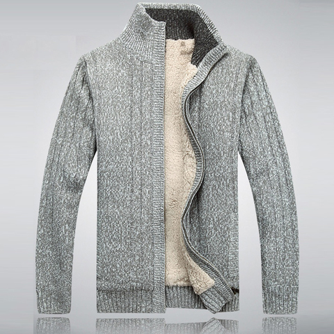 Cárdigan de punto para hombre chaqueta gruesa de lana polar con cuello levantado, prendas de vestir, para viajes al aire libre, senderismo, Otoño e Invierno ► Foto 1/1