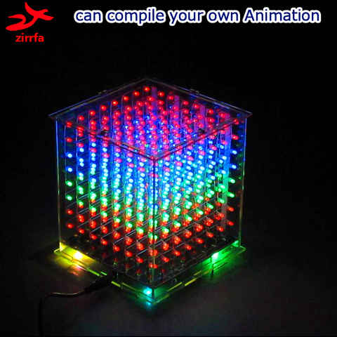 Kit de luces led multicolor en 3D, kit electrónico diy con excelentes animaciones, kit diy electrónico de pantalla led de regalo 3D8 8x8x8 ► Foto 1/6