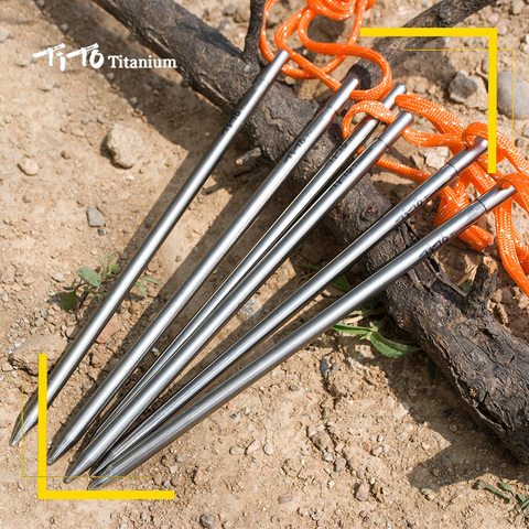 Estaca unids para tienda de titanio de 6 piezas, estaca de titanio para uñas y clavos de titanio para acampar al aire libre, clavija para tienda de titanio de 6mm ► Foto 1/6