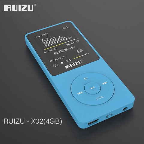 2016 100% versión original en inglés ultrafino MP3 jugador con 4GB de almacenamiento y pantalla de 1,8 pulgadas puede jugar 80h Original RUIZU X02 ► Foto 1/5