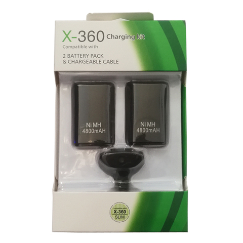 2 uds. Batería de 4800mAh + 1 Cable de carga para Xbox 360 baterías recargables controlador inalámbrico reemplazo Gamepad al por mayor ► Foto 1/6
