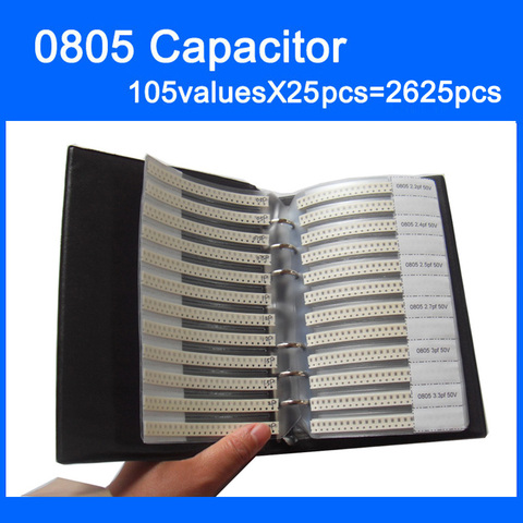 Libro de muestra de condensador SMD 0805, 105valuesX25 Uds = 2625 Uds., 0,5pf ~ 10UF, juego de selección de condensador ► Foto 1/6