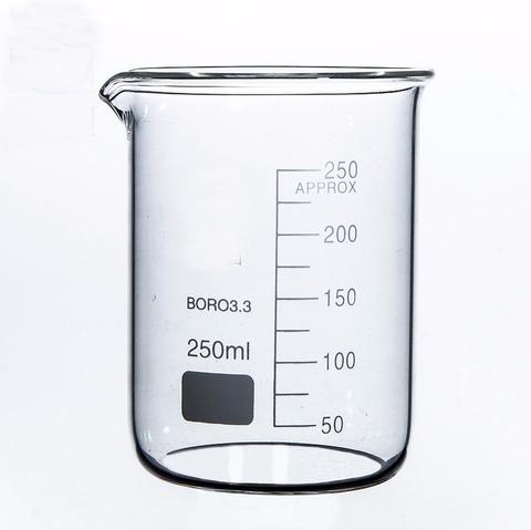 250ml bajo forma de vaso de precipitados vaso de vidrio borosilicato para laboratorio de química transparente vaso engrosada con caño ► Foto 1/6