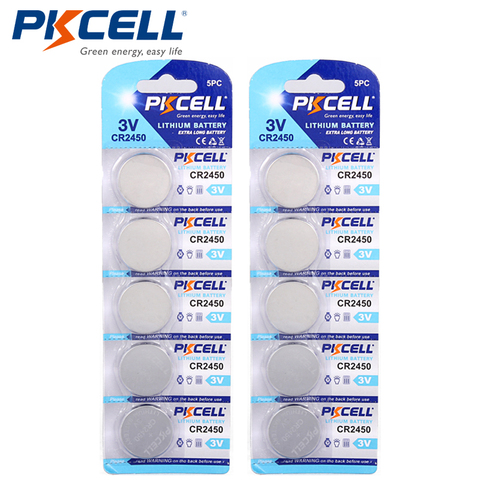 PKCELL-batería de litio de 3V para reloj, pilas de botón para control remoto de juguete, 600MAH, KCR2450, 5029LC, LM2450, CR 2450, DL2450, 10 Uds. ► Foto 1/4