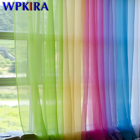 Estilo americano y europeo Multicolor Bahía ventana puerta sólida cortinas cortina Panel puro tul para la sala de WP184 #3-40 ► Foto 1/6