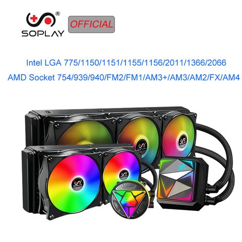 SOPLAY de enfriamiento de agua de enfriador de Fans CPU radiador RGB silencioso ventilador 360mm radiador ventilador de 120mm soporte Intel 2011, 2066 1156, 1151 AMD AM3 ► Foto 1/1