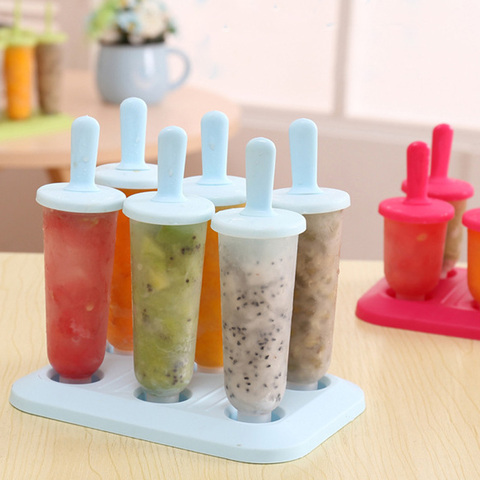 6 celdas de forma redonda accesorios de verano herramientas de cocina molde de Lolly de grado alimenticio moldes de helado de bricolaje ► Foto 1/6