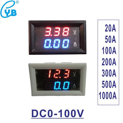 Voltímetro de DC0-100V, amperímetro, pantalla LED Digital, corriente de voltaje, cubierta negra y blanca, DC20A, 50A, 100A, 200A, 300A, 500A, 1000A ► Foto 1/6
