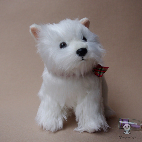 De perros rellenos muñecas de la vida Real West Highland White Terrier de juguete niños lindos regalos de cumpleaños ► Foto 1/4