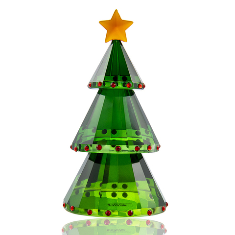 H & D-figurita de árbol de Navidad de cristal verde con caja de regalo, regalo de colección hecho a mano, artesanía para el día de Navidad ► Foto 1/6