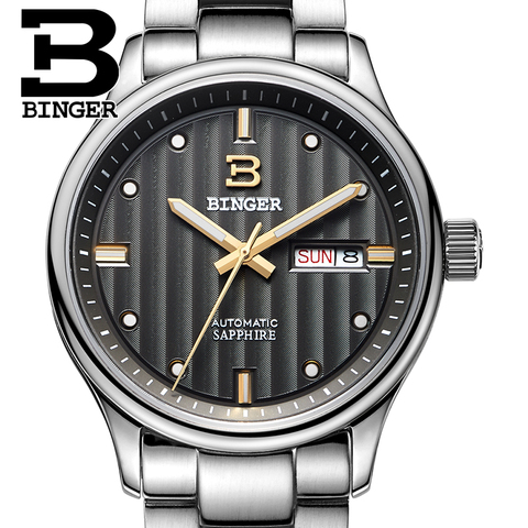 BINGER-reloj mecánico automático japonés MIYOTA para hombre, pulsera de acero inoxidable, zafiro, B5006-9 ► Foto 1/1