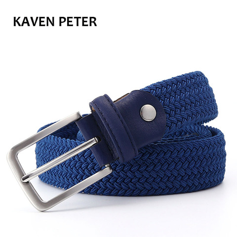 Cinturón elástico de lona para hombre, cinturón elástico de 1 a 3/8 pulgadas de ancho y Metal caliente, azul ► Foto 1/6