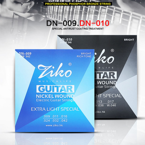 ZIKO cuerdas de guitarra eléctrica luz Extra DN serie 009-042 y 010-046 pulgadas níquel herida Hexangon núcleo de aleación de ► Foto 1/6