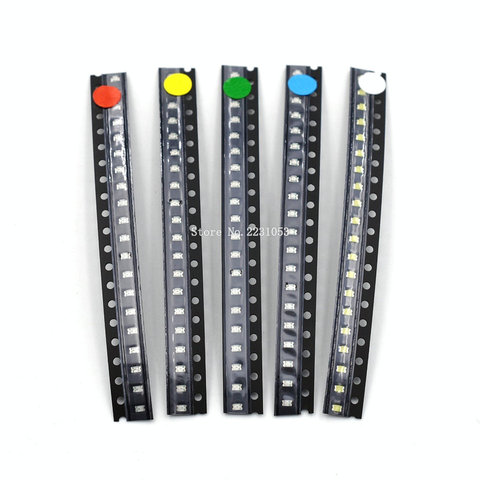 100 unids/lote 5 colores 0805 SMD Led Kit de Ultra brillante rojo/verde/azul/amarillo/Blanco/agua de diodo de luz LED Chip LED 2,0*1,2*0,8mm ► Foto 1/1