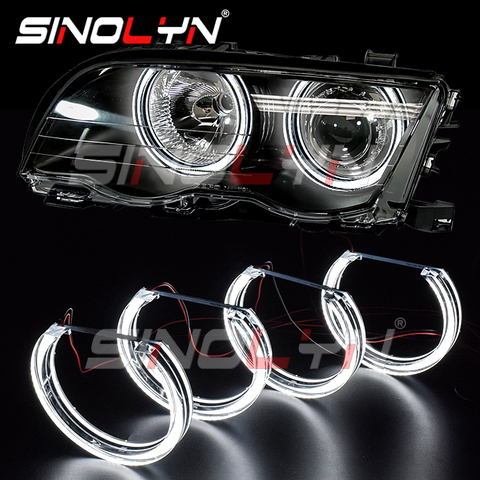 Sinolyn-faros halógenos de xenón para coche, accesorios de luces LED de Halo, readaptación estilo DTM, para BMW E46 M3/E39/E36/E38 ► Foto 1/6